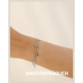 GD GOOD.designs EST. 2015 ® Women's Heart Bracelet (15+4 cm) Adjustable Love Bracelet with Small Hearts, Stainless Steel, Silver