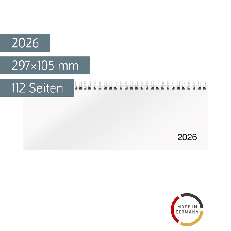 rido/idé Querterminbuch Mod. Sequenz 2026 | 297×105 mm, Karton, weiß