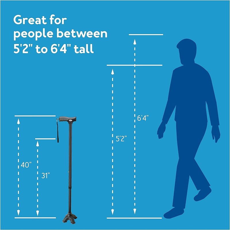 Carex Soft Grip Walking Cane with Pivot Tip - Height