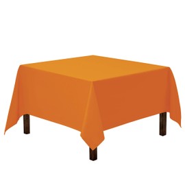 Gee Di Moda Square Tablecloth - 52 x 52 Inch Orange Table Cloth for Small Square or Round Tables - Heavy Duty Washable Fabric - for Buffet Table, Holiday Party, Dinner, Wedding & Baby Shower