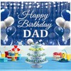Happy Birthday Dad Backdrop Blue Silvery Glitter Balloons Fathers Birthday