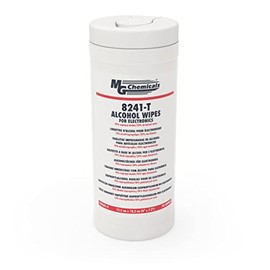 MG Chemicals 8241-T 70/30 IPA Multi-Use, Food Safe Cleaning, Presaturated Wipes for Surfaces, alcohol wipes (Tub of 75 wipes)
