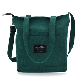 Women's Handbag Corduroy Shopper Cord Tote Bag Women's Bag Everyday Bag, Green