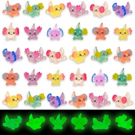 FEXIA 30pcs Mini Resin Axolotl Figurine Mini Resin Animals to Hide Tiny Small Figures Glow in The Dark Luminous Charm Ornament for DIY Craft Garden Landscape Dollhouse Potted Plants Decorations