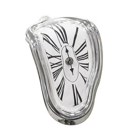 Reloj derretido, rendimiento confiable, plástico, divertido, reloj derretido, preciso, resistente al desgaste para la oficina (Plata)