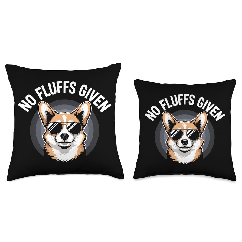 Funny Corgi No Fluffs Given Throw Pillow