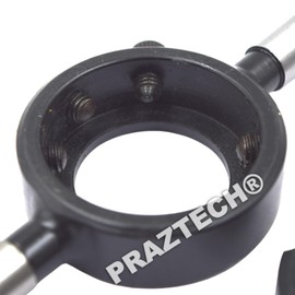 PRAZTECH® Die Stock Holder Round Dies | Easy cutting of external threads | All steel construction | Heavy-duty set screws (Die Size : 1 1/2")