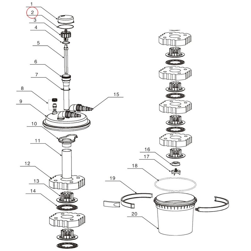 Spare Part: SunSun CPF-280/CPF-380/CPF-500 Pressure Pond Filter O-Ring 1