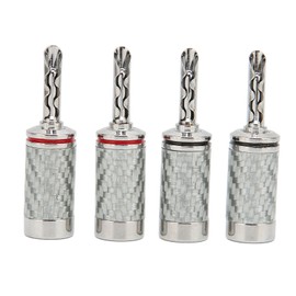 4pcs BFA Banana Plug Brass White Carbon Fiber Shell Speaker BFA Banana Connector for 5mm/0.2in Diameter Speaker Wire