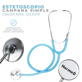 HERMED Estetoscopio Premier Campana Simple Para Exploración Médica, Adulto, Color Celeste, Dispositivo Médico para Profesionales de la Salud como Médi
