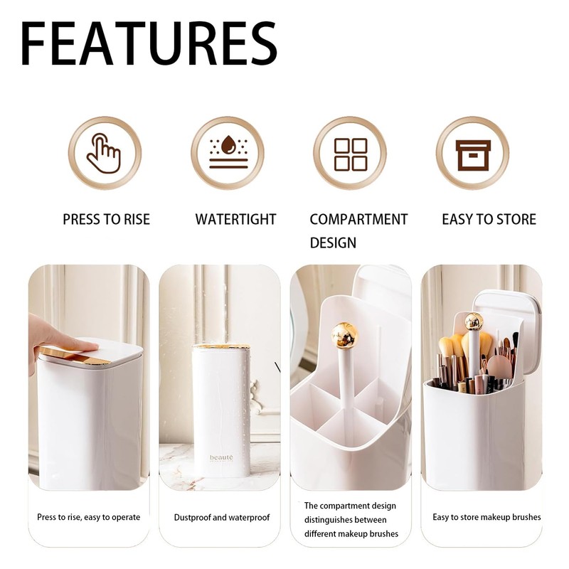 ACSTORi Waterproof Dustproof Makeup Brushes Organizer With Portable Covered Cap