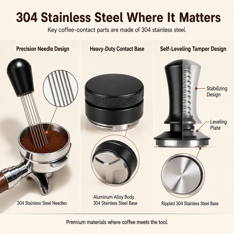 54mm Espresso Accessories Kit, 9-Piece Set with Knock Box &