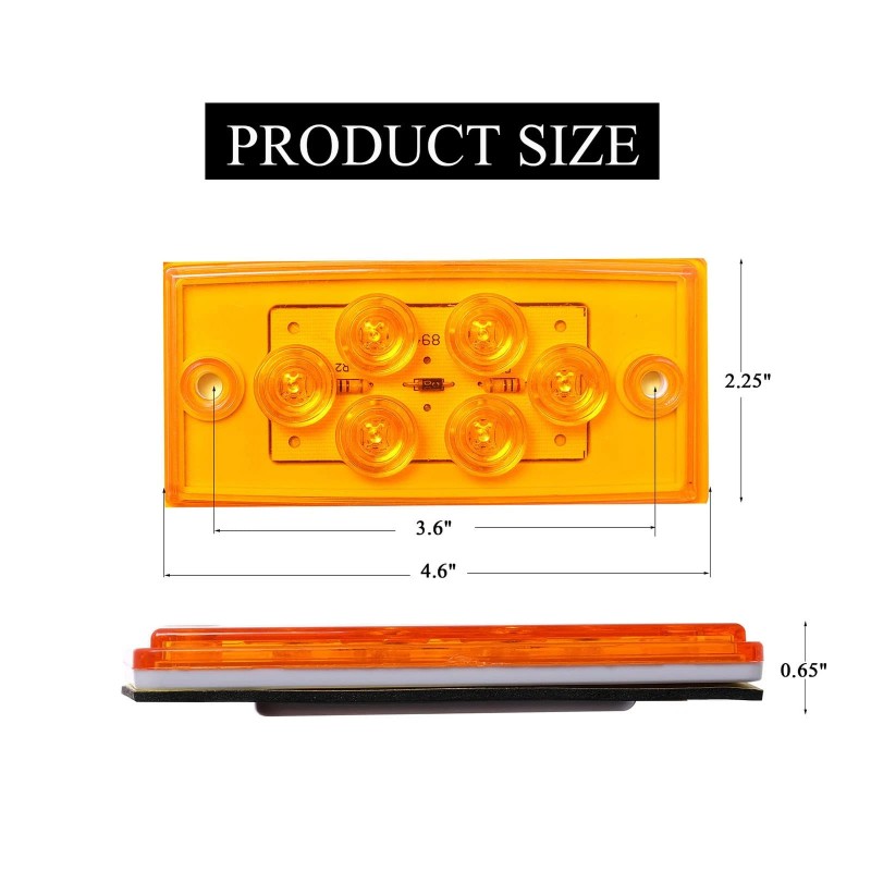 NPAUTO 5pcs Freightliner Cab Lights 6 LED Amber Roof Top