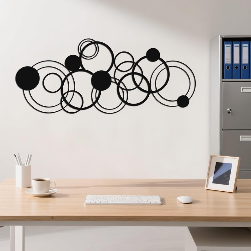 Black Abstract Wall Art, Modern Line Decor for Living Room