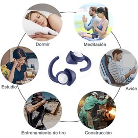 Tapones antirruido, tapones para dormir, reutilizables 2 pares de tapones de silicona lavables con protección auditiva resistente al agua para dormir, roncar, nadar y en el trabajo（Azul)