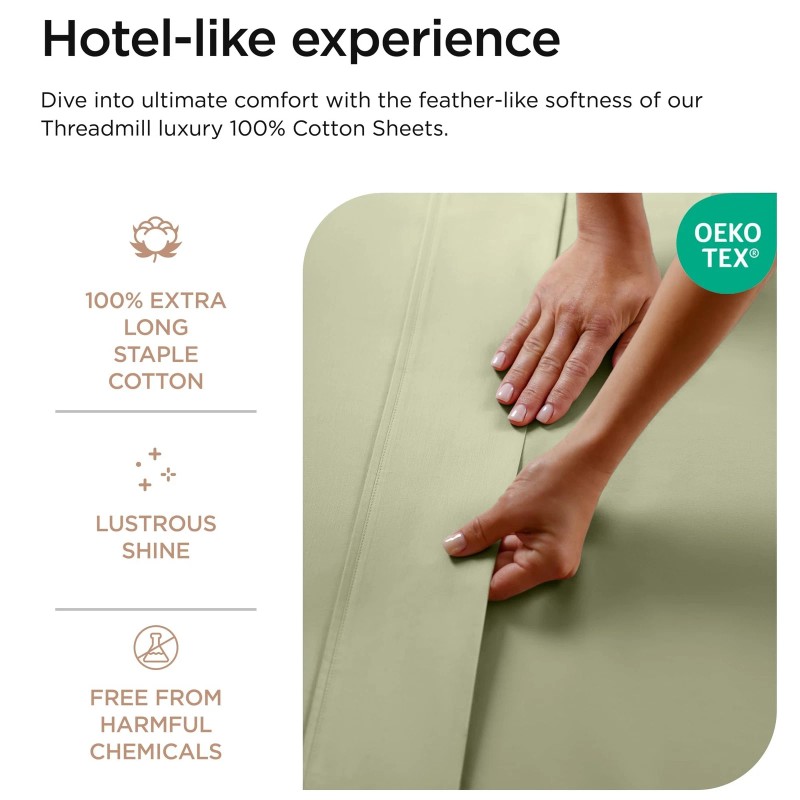 Threadmill Luxury 800 Thread Count King 100% Cotton Sheets -