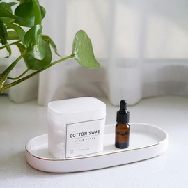 10x5 Bathroom Vanity Tray, Oval Ceramic Decorative Perfume Candle Tray for Bathroom/Kitchen Counter, White