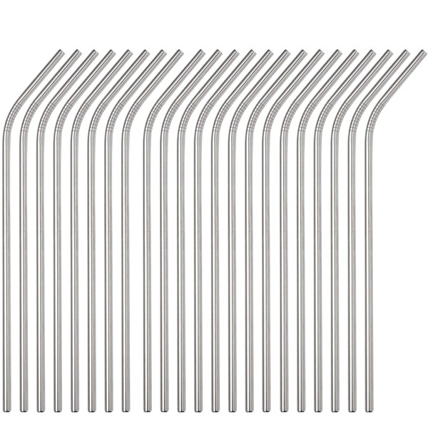 Brightbuy Set of 48 Stainless Steel Metal Straws 8.5'' Reusable Drinking Straws For 20oz Tumblers Yeti 6mm Diameter (48 Bent)