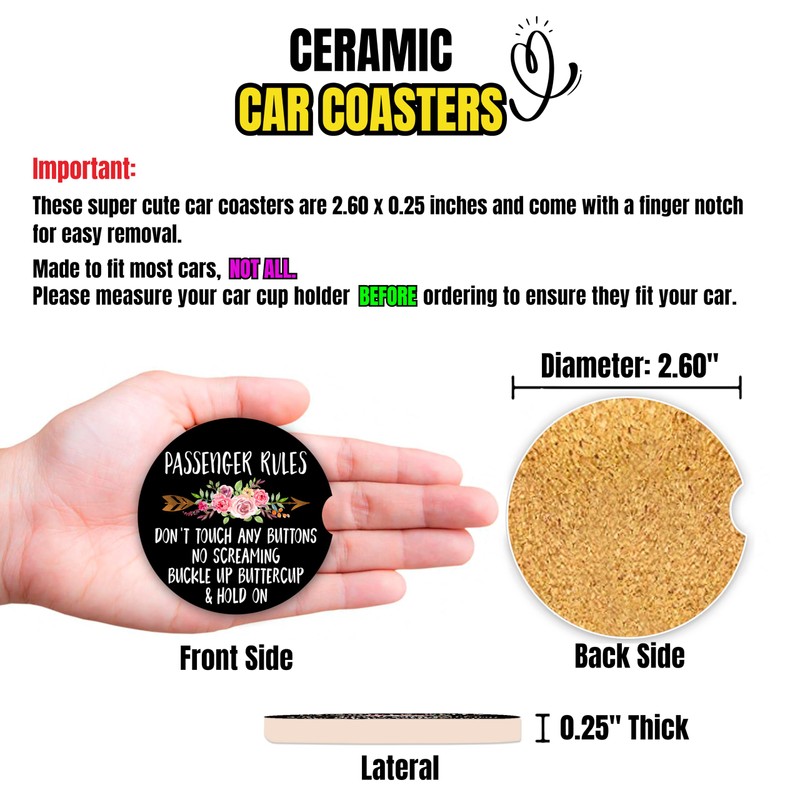 UpnowPro Funny Car Coasters for Cup Holders - 2 Pack,