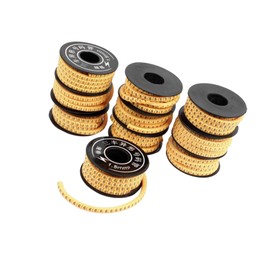 INFINAUTO 10 Pcs Yellow Flexible PVC Number 0-9 Print 1.5mm2 Wire Cable Markers Tag Stylish Design