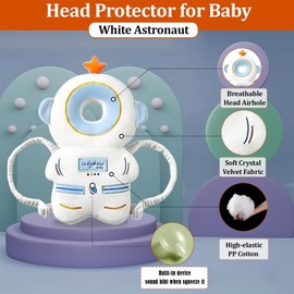 Bambebe Baby Head Protection Pillow Head Protection Backpack Safety Pads Adjustable Size Baby Safety Helmet Baby Harness Baby Walking Baby Head Protector for 4-24 Months Toddler(Astronaut)