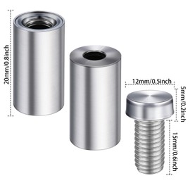 48 Pieces 1/2 by 1 Inch Sign Standoff Screws Wall Standoff Sign Holders Screws Mount Glass Acrylic Advertising Nails for Home Office