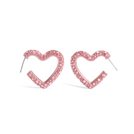 COACH Womens Pavé Heart Hoop Earrings