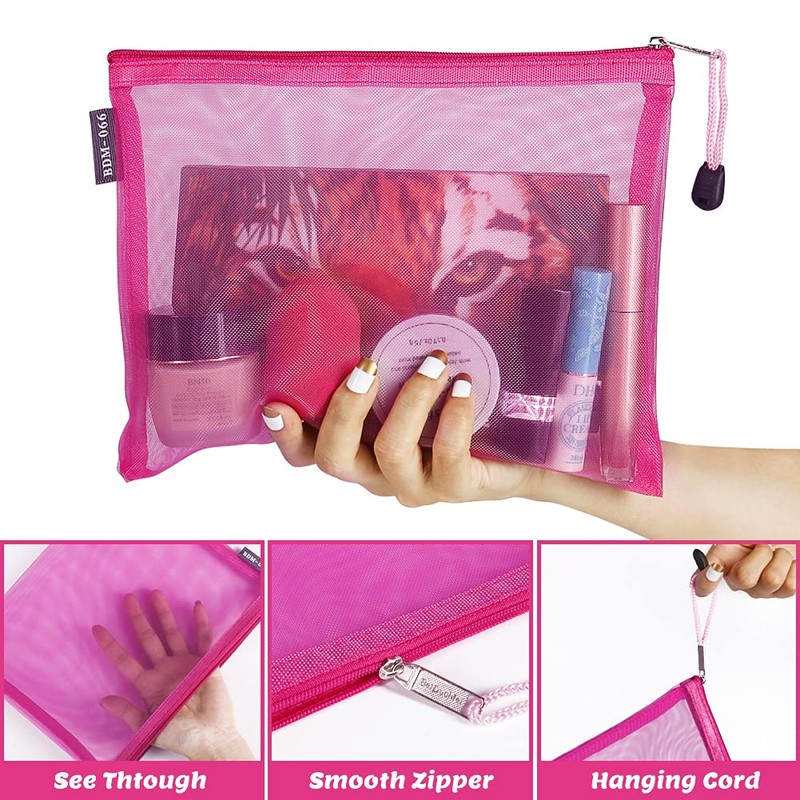 besharppin besharppin Mesh Cosmetic Bags, 6 Pack Nylon Makeup Pouches