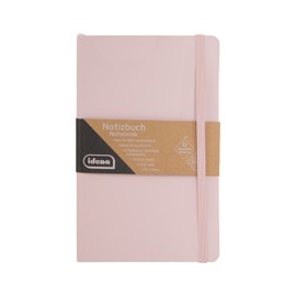 Idena 11120 Notebook Eco Pink, 13 x 21 cm, Squared, 70 g/m², 192 Sheets, with Inner Pocket, Elastic Band and Bookmark