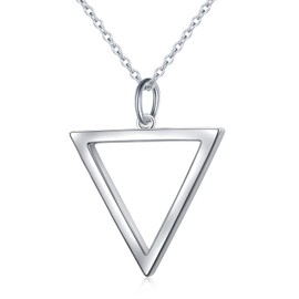 DAOCHONG 925 Sterling Silver Geometric Shapes Necklace Upside Down Triangle Pendant Necklace for Women Jewelry Gifts (Inverted Triangle, Silver)