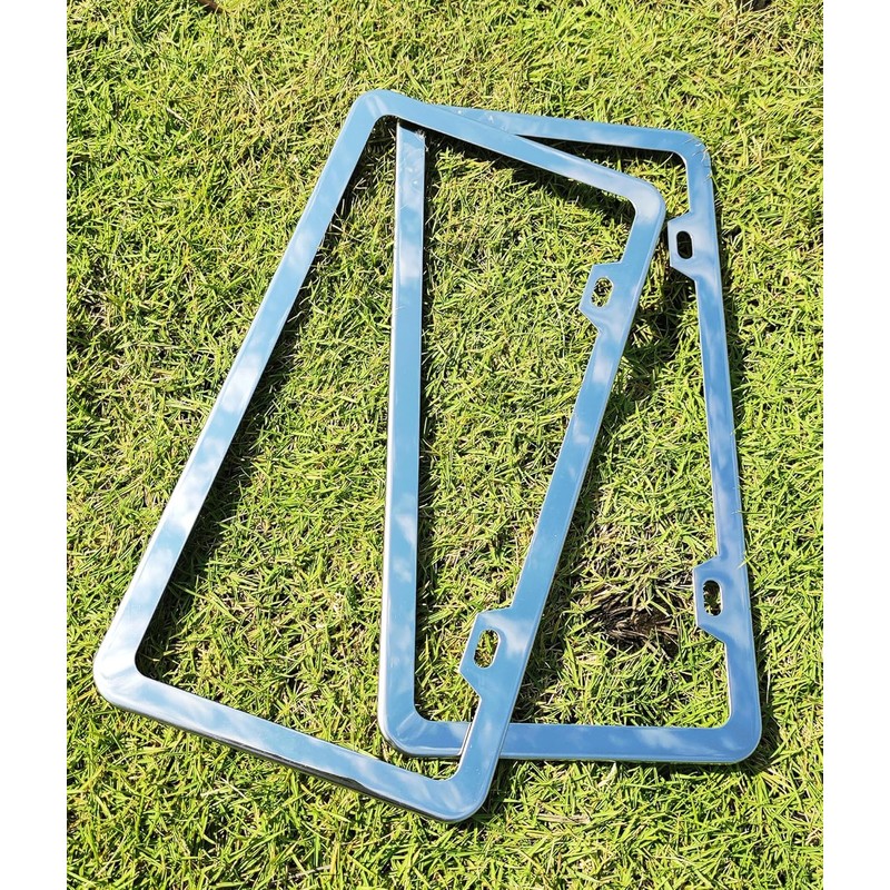 Black with Chrome Finish License Plate Frame - Stainless Steel