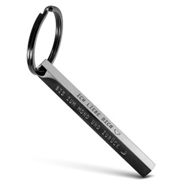 FABACH Cuboid Keyring I Love You to the Moon - Cuboid Keyring Love Partner Made of Stainless Steel - Chopsticks Pendant with Deep Filigree Engraving Love to the Moon, black, Modern