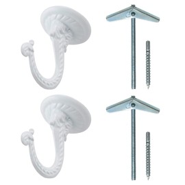 Rocky Mountain Goods Ceiling Swag Hook 2 Pack with Mounting Hardware - 1 1/2” Heavy Duty Swag Hooks for Hanging Planter, Ceiling or Extender Chains - Easy Install with Screws/Brackets (White)