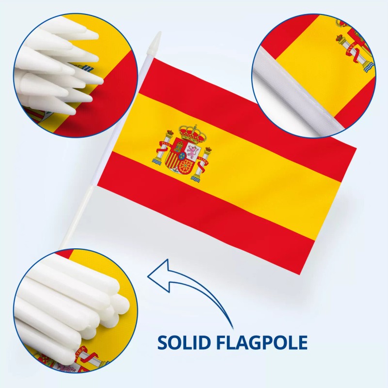 Anley Spain Mini Flag 12 Pack - Hand Held Small