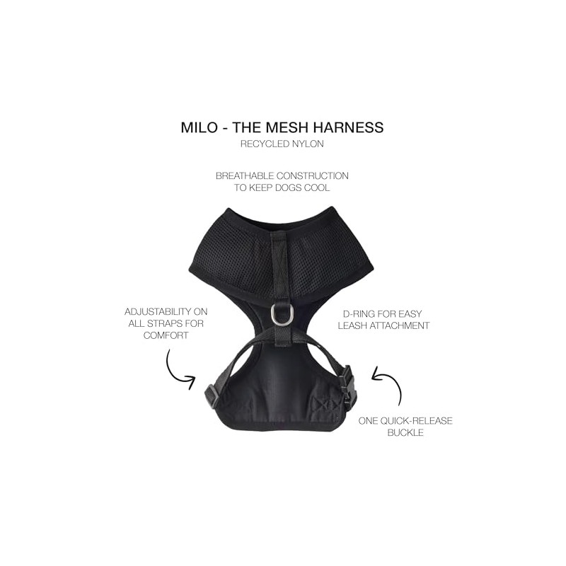 Pet Passion Milo - The MESH Harness, Black, XX-Large
