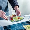 VIPHIEC Small 5 Inch Square Tempered Glass Salad Bowls Set,
