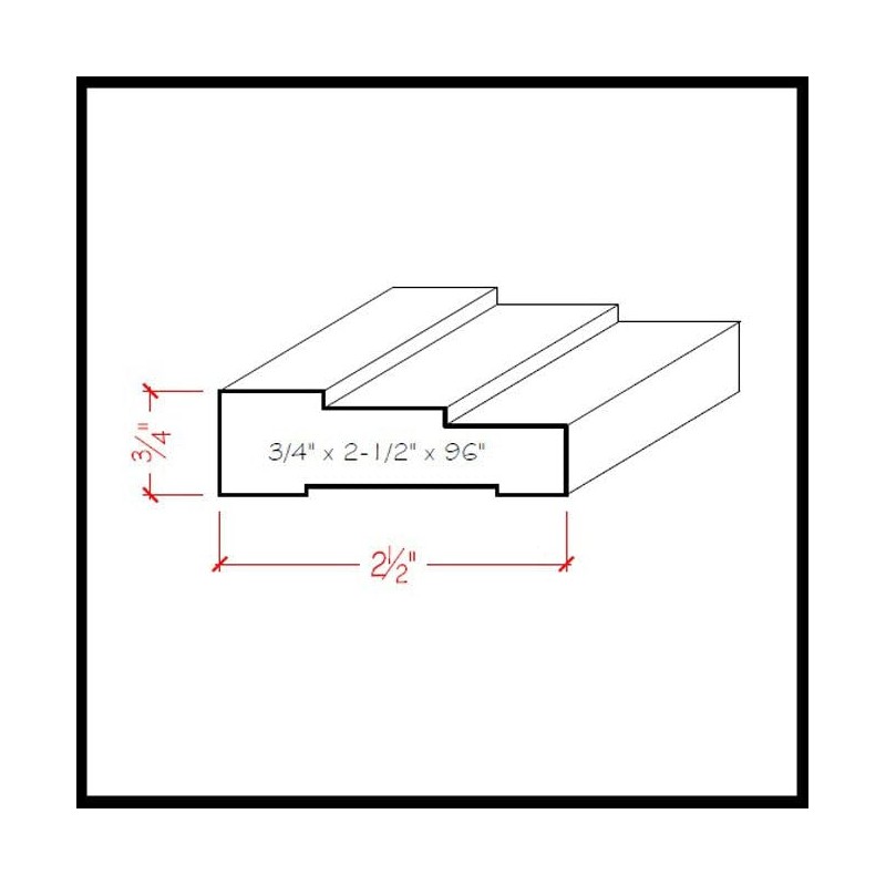 EWCA34 Contemporary 2-1/2" Wide x 3/4" Stepped Casing. Unfinished Trim,