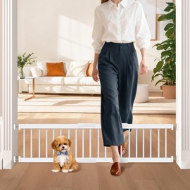 Dog Gate - 10" Tall Puppy Safety Pet Gates Easy to Step Over, Short Dog Gates,16.5"-44" Adjustable Extra Wide, Metal Doggy Door for Passageway Stairs Kitchen Bedroom Indoor, Pressure Mounted