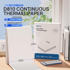 POLONO D810 Thermal Printer Paper 8.5 x 11 Inch, Advanced Thermal Printing, US Letter Size Thermal Paper Compatible with D810, Folded, Continuous, Size 8.5" x 11", 200 Sheets