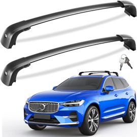 Tuyoung Roof Rack Cross Bars Compatible with Volvo XC60 XC-60 2018-2025, 220lbs Lockable Heavy Duty Anti-Theft Aluminum Roof Rails Crossbars Rooftop Accessories Luggage Racks Carrier Black