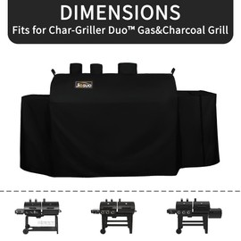 JIESUO 8080 Grill Cover for Char-Griller 5050 Grill, Chargriller Cover for 5650 Duo/Double Grill, Heavy Duty and Waterproof Char-Griller Charcoal Grill Cover