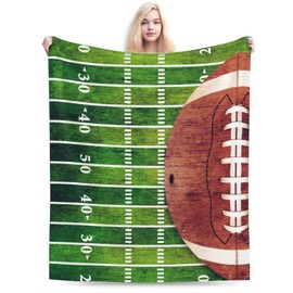 Retro American Football Field Ball Throw Blanket Soft Bed Bedding Warm Cozy Plush Flannel Fleece Blankets Gifts for Kids Boys Girls Teens Men, Sofa Couch Car Bedroom Home Decor, 60"x50"