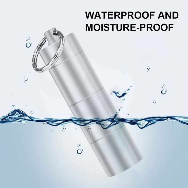QEEROYO Small Pill Box Mini Pill Box Key Ring Waterproof