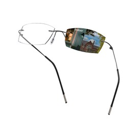 UXAOSVME Progressive Transition Multifocal Reading Glasses Blue Light Blocking Photochromic Sunglasses Rimless Readers