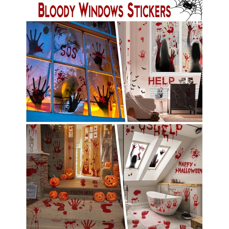 Wohohoho 11 Sheets/202 Pcs Bloody Halloween Decorations Set. 2 Giant