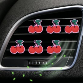 6 Pieces Car Aromatherapy Vent Clips Red Cherry Air Vent Perfume Clip, Car Air Fresheners Vent Clip,Cute Aromatherapy Diffuser Car Vent Clip Interior Decoration Charm Accessories for Girl Women