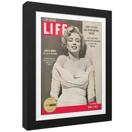 Creative Picture Frames 10.5 x 14 Magazine Frame with Full-Strength Glass, Holds Up To A 1/4" Thick Media, Magazine Wall Display with Installed Hangers for Easy Mounting, Black with White Mat