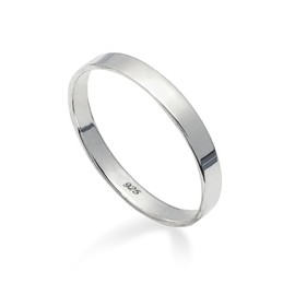925 Solid Sterling Silver 3mm Flat Band Polished Ring In Sizes G-Z (W)