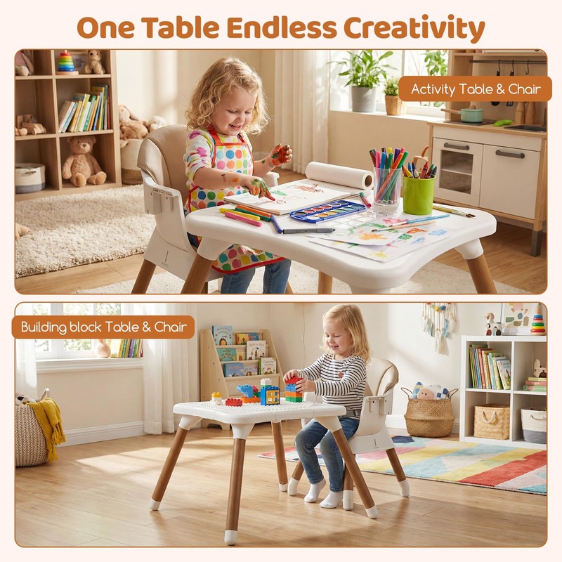 INFANS Baby High Chair, 9 in 1 Convertible Highchair for