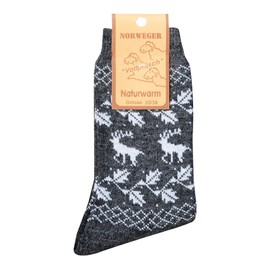 Leo Design Twin Pack Norwegian Country socks, Natural Premium Merino Wool, Blend of Lambs wool, Heavy wool, Pre-Washed, Thick soft & Warm sock, Plush Thermal socks for winter. (Navy - Charcoal, 3-5)